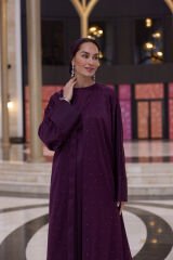 1009 Mürdüm Abaya+Pantolon+Kısa İçlik+Şal