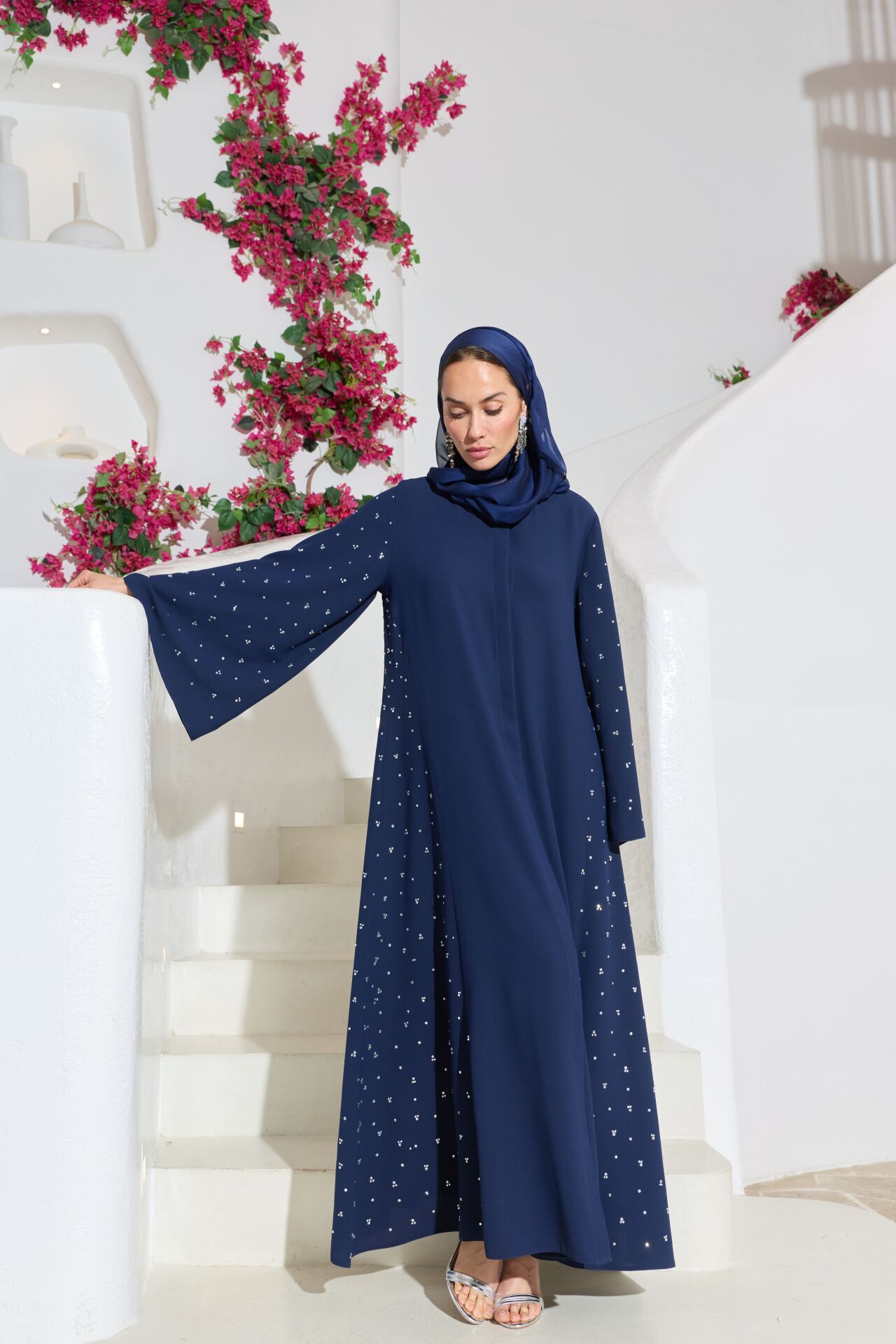 1011 Noura Ferace Lacivert+Şal