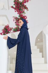 1011 Noura Ferace Lacivert+Şal