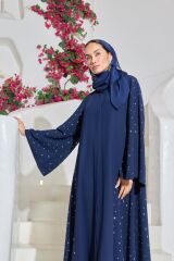 1011 Noura Ferace Lacivert+Şal