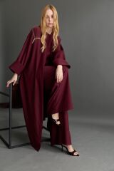 2023 U Taş İşleme Abaya+Pantolon+Kısa İçlik