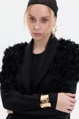 2026 Siyah Omuz Gül Abaya+Uzun İç Elbise