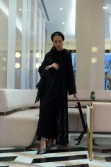 2038 Siyah Abaya+Uzun İç Elbise