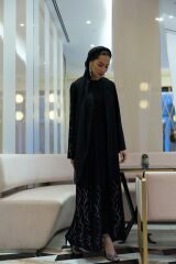 2038 Siyah Abaya+Uzun İç Elbise