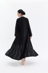 2038 Siyah Abaya+Uzun İç Elbise